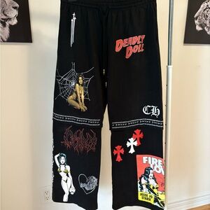 Chrome Hearts Black Pants with Graphic Design